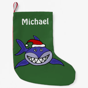 Funny Grinning Shark in Santa Hat Kleine Kerstsok
