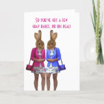 Funny gris cheveux femmes carte d'anniversaire<br><div class="desc">Personnalisez facilement ce drôle humoristique folle branché lapin lapin filles habillées en bleu et rose,  avec plaisir,  vous avez donc quelques cheveux gris / lièvre texte,  avec votre propre salutation personnalisée pour faire une carte personnalisée unique pour elle. Customisez pour ajuster la taille ou la position de la police.</div>