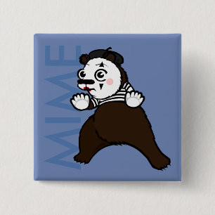 FUNNY GRIZLY BEER MIME SQUARE PIN-TERUG BUTTON