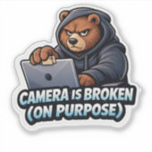 Funny Grizzly Bear Laptop Camera Sticker (Devant)
