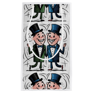 Funny Groom and Groom Gay Wedding Cartoon Klein Cadeauzakje