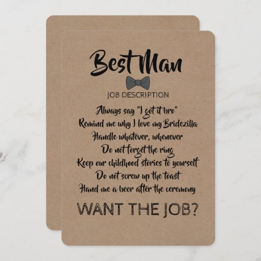 Funny Groomsman of Best Man Job Voorstel Kaart (Voorkant / Achterkant)