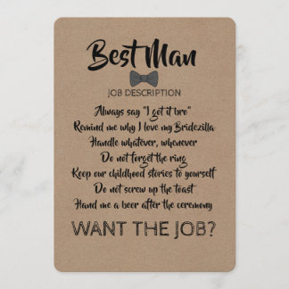 Funny Groomsman of Best Man Job Voorstel Kaart