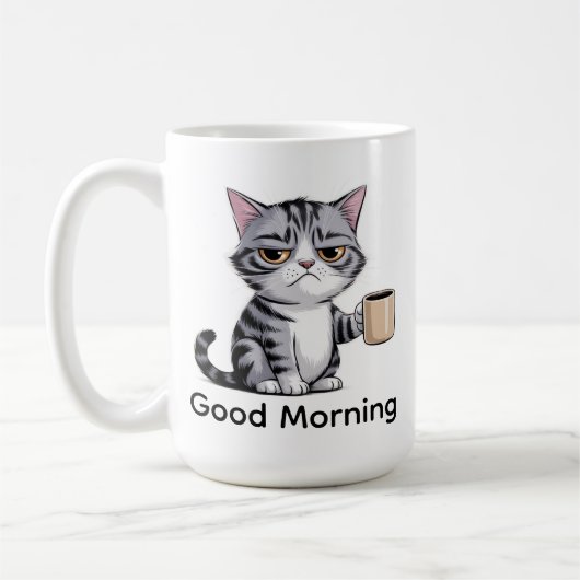 Funny Grumpy Cat Coffee Mug – “Good Morning” Cute  Koffiemok (Links)