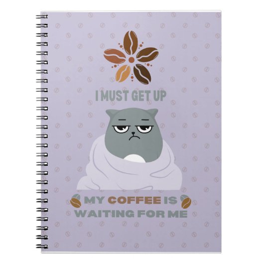 Funny Grumpy Cat in Blanket Coffee Lover Notitiebo Notitieboek (Voorkant)