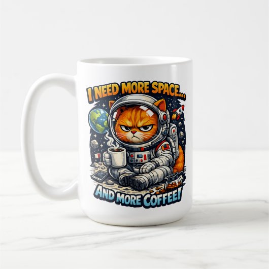  Funny Grumpy Cat, Need More Space And More Coffee Koffiemok (Links)