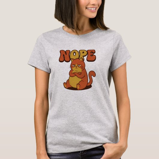 Funny Grumpy Cat "NOPE" T-Shirt - Retro 70s Style (Devant)
