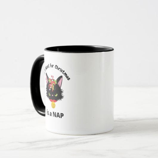 Funny Grumpy Christmas Cat Mok (Voorkant links)
