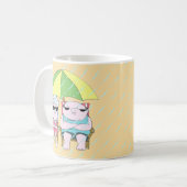 Funny Grumpy Couple bij Beach in Rain Art Koffiemok (Voorkant links)