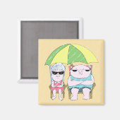 Funny Grumpy Couple bij Beach in Rain Art Magneet (Voorkant / Achterkant)