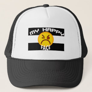 Funny Grumpy Emoji   Mijn gelukkige gezicht Trucker Pet