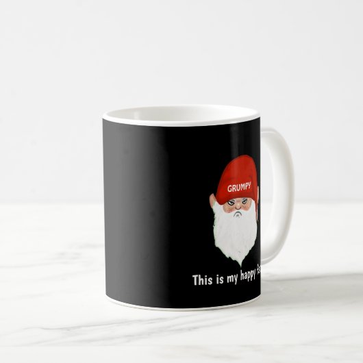 Funny Grumpy Gnome Face op Black Koffiemok (Voorkant rechts)