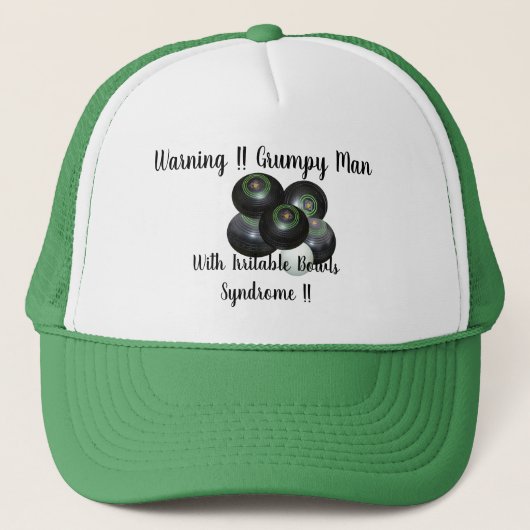Funny Grumpy Irritable Lawn Bowls Man Trucker Pet (Voorkant)
