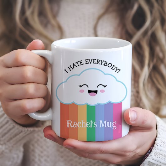 Funny Grumpy Kawaii Cloud en Rainbows Koffiemok