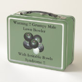 Funny Grumpy Lawn Bowler, Metal Lunch Box (Achterkant)