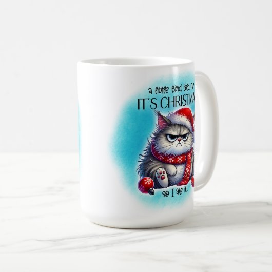 Funny Grumpy Mad Kitty Christmas | Coffee Mug (Devant droit)