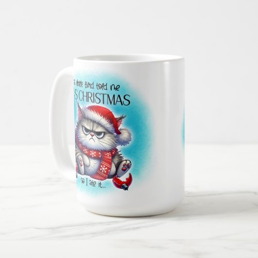 Funny Grumpy Mad Kitty Christmas | Coffee Mug (Devant gauche)
