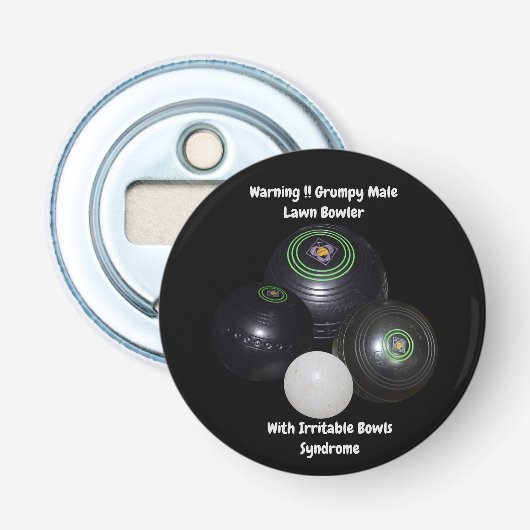 Funny Grumpy Male Lawn Bowler, Bottle Opener (Voorkant)