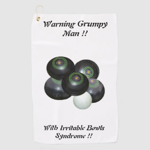 Funny Grumpy Man bij de wandelaar Bowls Design Golfhanddoek