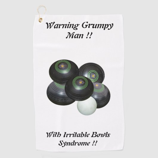 Funny Grumpy Man bij de wandelaar Bowls Design Golfhanddoek (Voorkant)