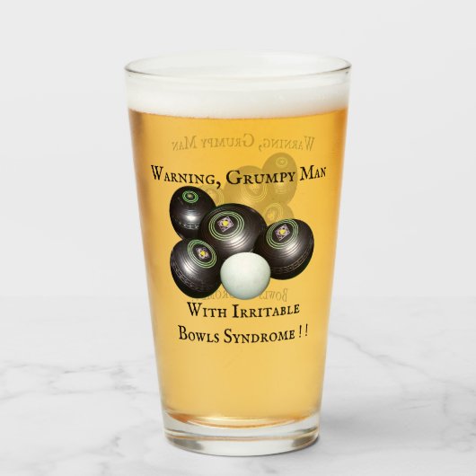 Funny Grumpy Man Lawn Bowler Glas (Voorkant gevuld)