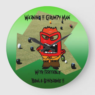 Funny Grumpy Man Lawn Bowls Design Grote Klok