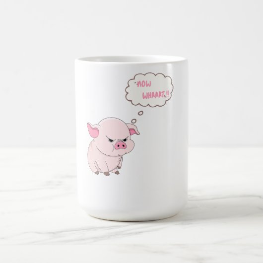 Funny Grumpy Pig Now Whaat Morning Coffee Mug Koffiemok (Center)