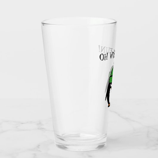 Funny grumpy pinguin kerstcartoon glas (Rechts)