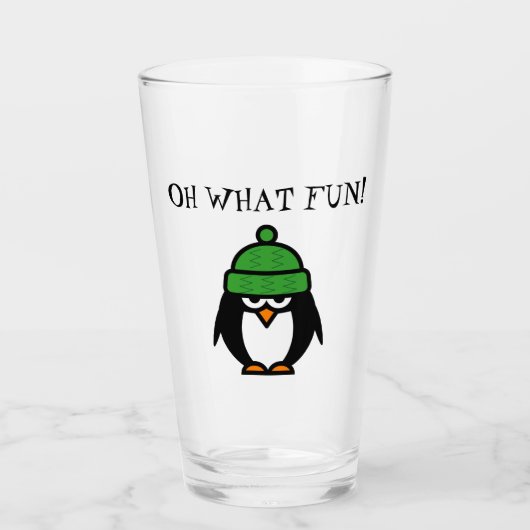 Funny grumpy pinguin kerstcartoon glas (Voorkant)