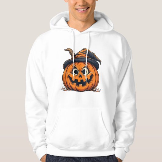 Funny Grumpy Pumpkin Halloween Design Hoodie (Voorkant)