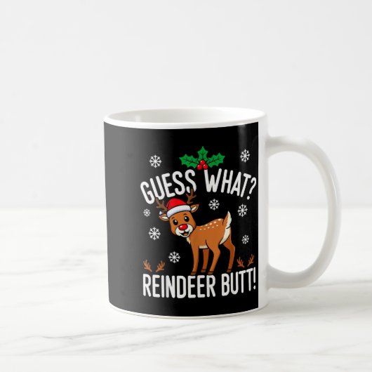 Funny Guess What Reindeer Butt Christmas Reindeer  Koffiemok (Rechts)