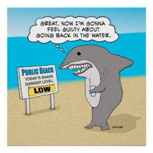 Funny Guilty Shark op Beach Perfect Poster