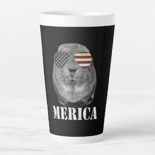 Funny Guinea Pig Merica Patriotic Usa Vlag Latte Mok