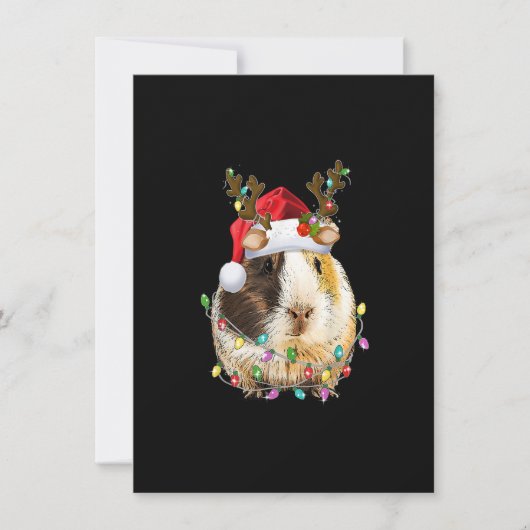 Funny Guinea Pig Santa Hat renherder antlers Licht Kaart (Voorkant)
