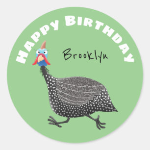 Funny Guineafowl cartoon Classic Ronde Sticker
