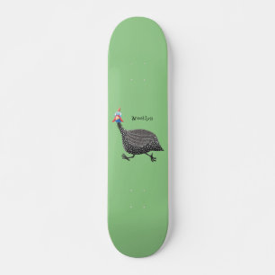Funny Guineafowl cartoon Skateboard