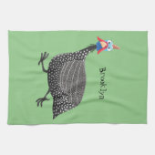 Funny Guineafowl cartoon Theedoek (Horizontaal)