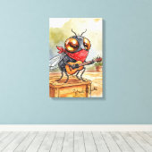 Funny Guitar Fly Art Canvas Afdruk (Insitu (Houten vloer))