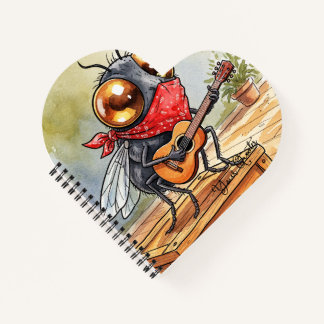 Funny Guitar Fly Art Notitieboek