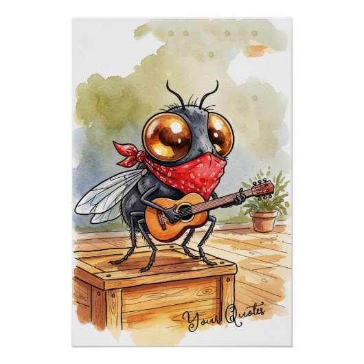 Funny Guitar Fly Art Perfect Poster (Voorkant)