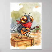 Funny Guitar Fly Art Poster (Voorkant)