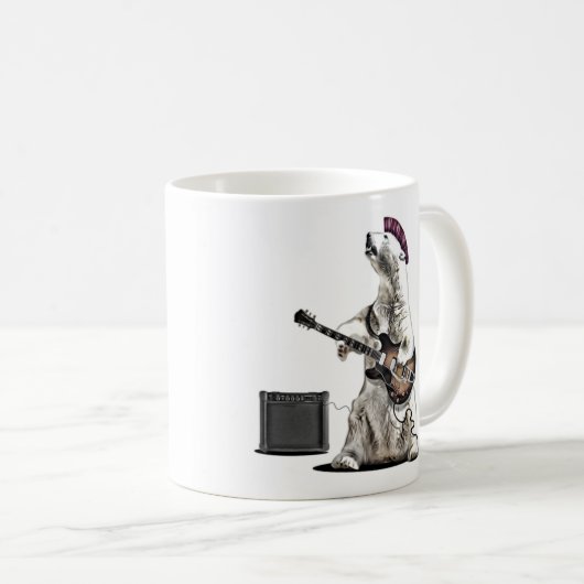 Funny Guitar Player Punk Bear Rock and Roll Mug (Devant droit)