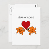 Funny Guppy Love Design Briefkaart (Voorkant / Achterkant)