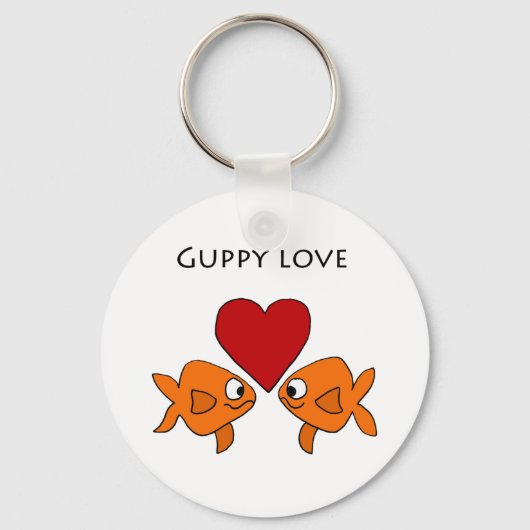 Funny Guppy Love Design Sleutelhanger (Voorkant)
