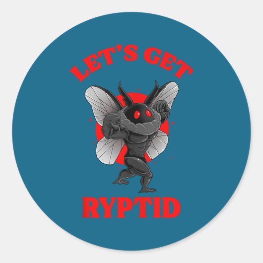 Funny Gym Mothman Shirt Cryptid Let's Get Ryptid G Ronde Sticker (Voorkant)