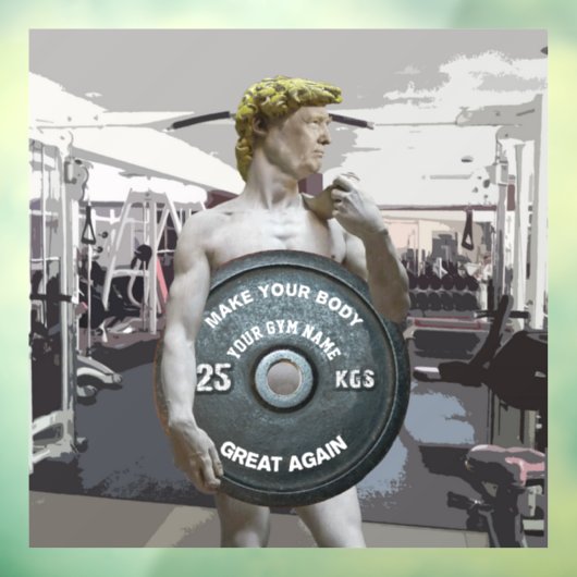 Funny Gym Workout David als Donald Trump Raamsticker (Vel 3)