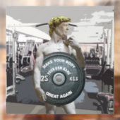Funny Gym Workout David als Donald Trump Raamsticker (Vel 2)