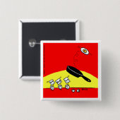 Funny Gymnastics Eggs Bright Red Cartoon Button (Voorkant /achterkant)