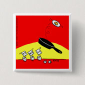 Funny Gymnastics Eggs Bright Red Cartoon Button (Voorkant)