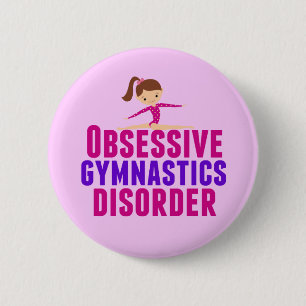 Funny Gymnastics Girl Pink Ronde Button 5,7 Cm